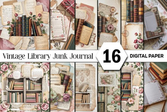Download Vintage Library Junk Journal Background - Junk journal Collection