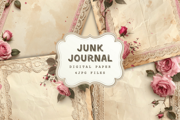 Download Pink Vintage Lace Junk Journal Kit - Junk journal Collection