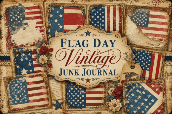 Download Flag Day Vintage Junk Journal - Premium Bundle