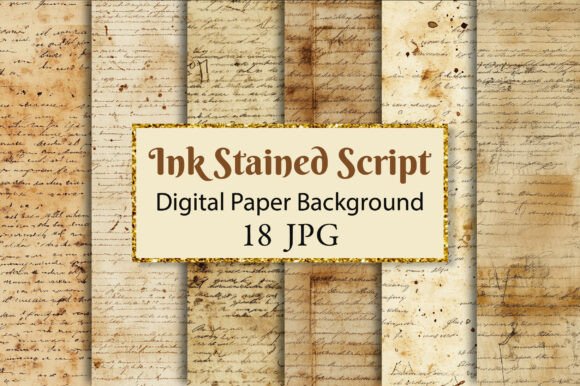 Download Ink Stained Script Junk Journal Paper - Premium Resources