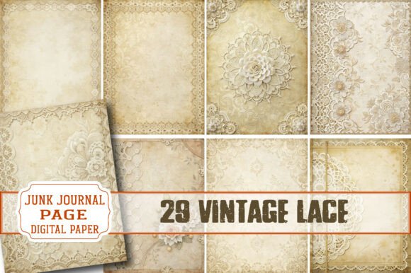 Download Vintage Lace Junk Journal Papers - Journal paper Collection