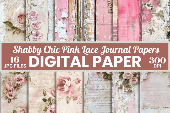 Download Shabby Chic Pink Lace Journal Papers - Journal paper Collection