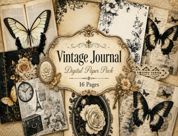 Download Vintage Botanical Junk Journal Pages - Premium Resources