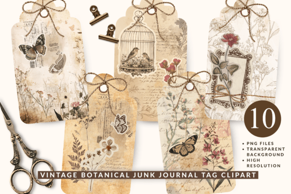 Download Vintage Collage Junk Journal Tag Clipart - Junk journal Collection