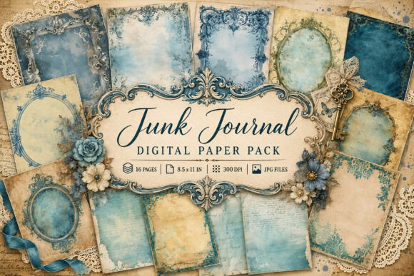 Download Vintage Ornate Frame Junk Journal Paper - Journal paper Collection