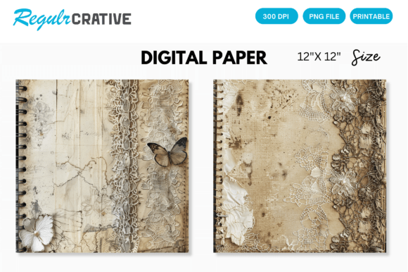Download Antique Lace Junk Journal Digital Paper - Junk journal Collection