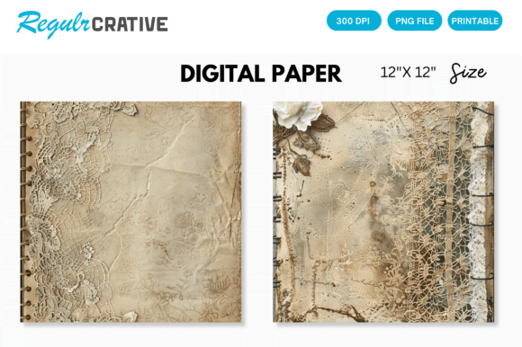 Download Antique Lace Junk Journal Digital Paper - Junk journal Collection